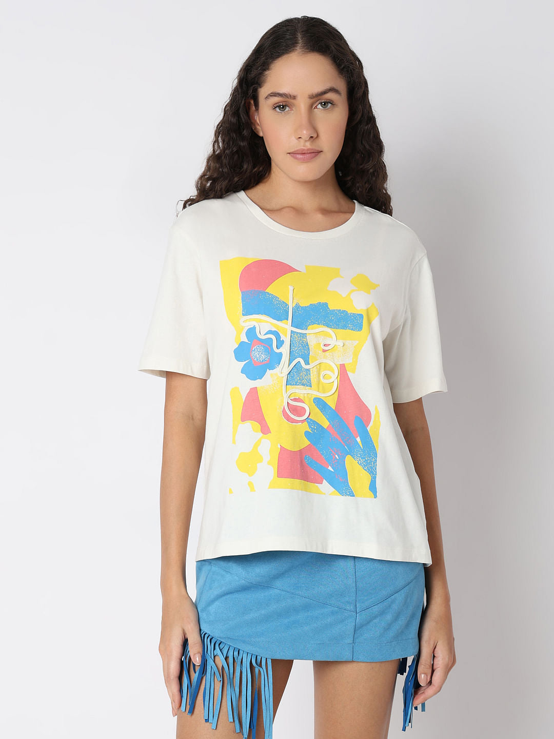 White Cording Detail T-Shirt