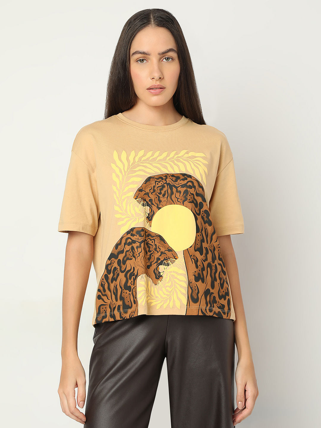 Beige Animal Print T-Shirt