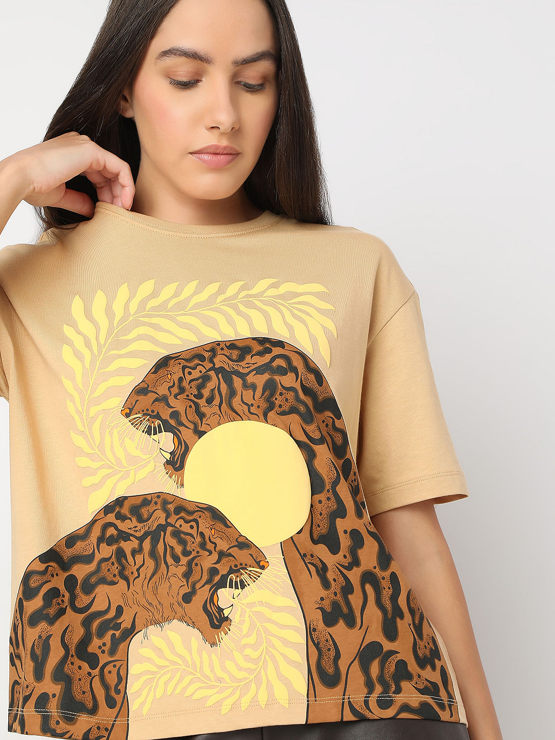 Beige Animal Print T-Shirt