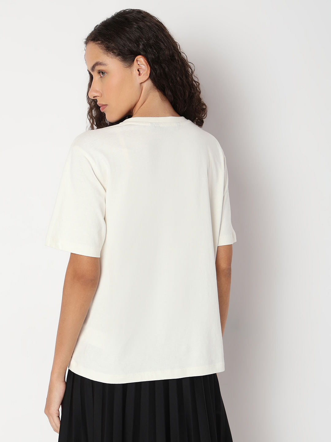 White Rhinestone Detail T-Shirt