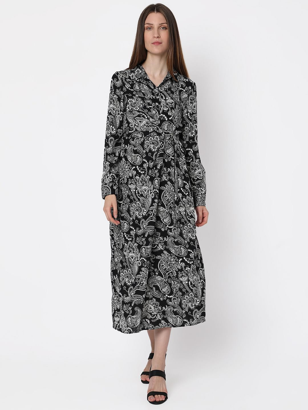 Buy Black Paisley Print Shirt Dress Online | VERO MODA