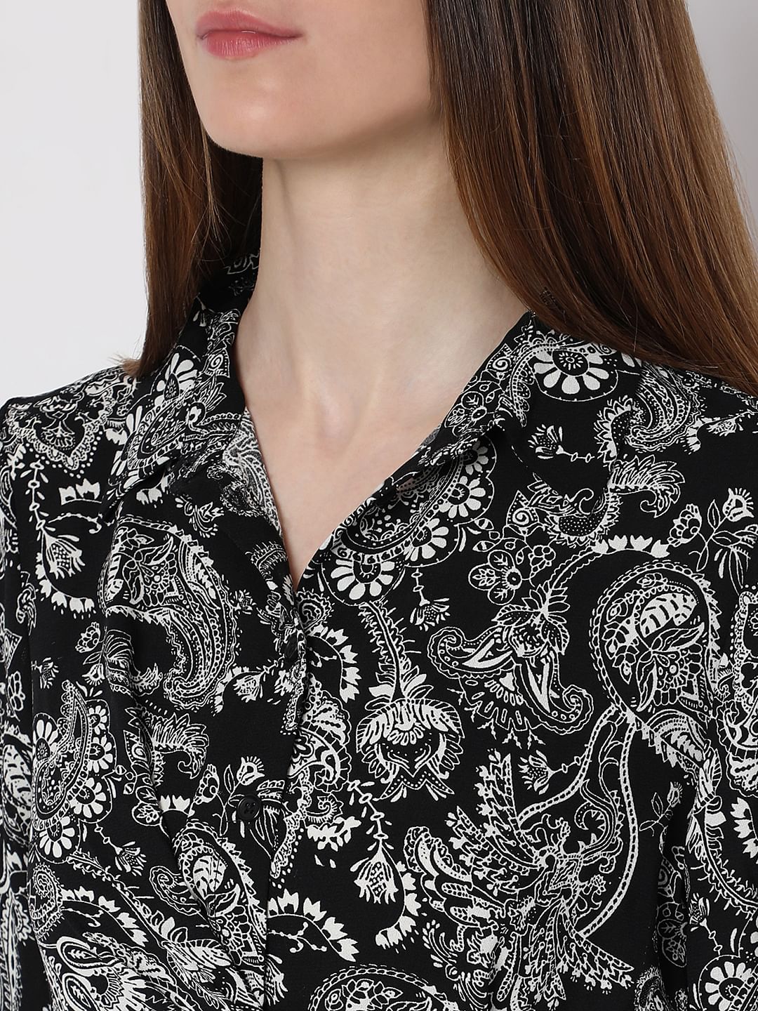 Buy Black Paisley Print Shirt Dress Online | VERO MODA