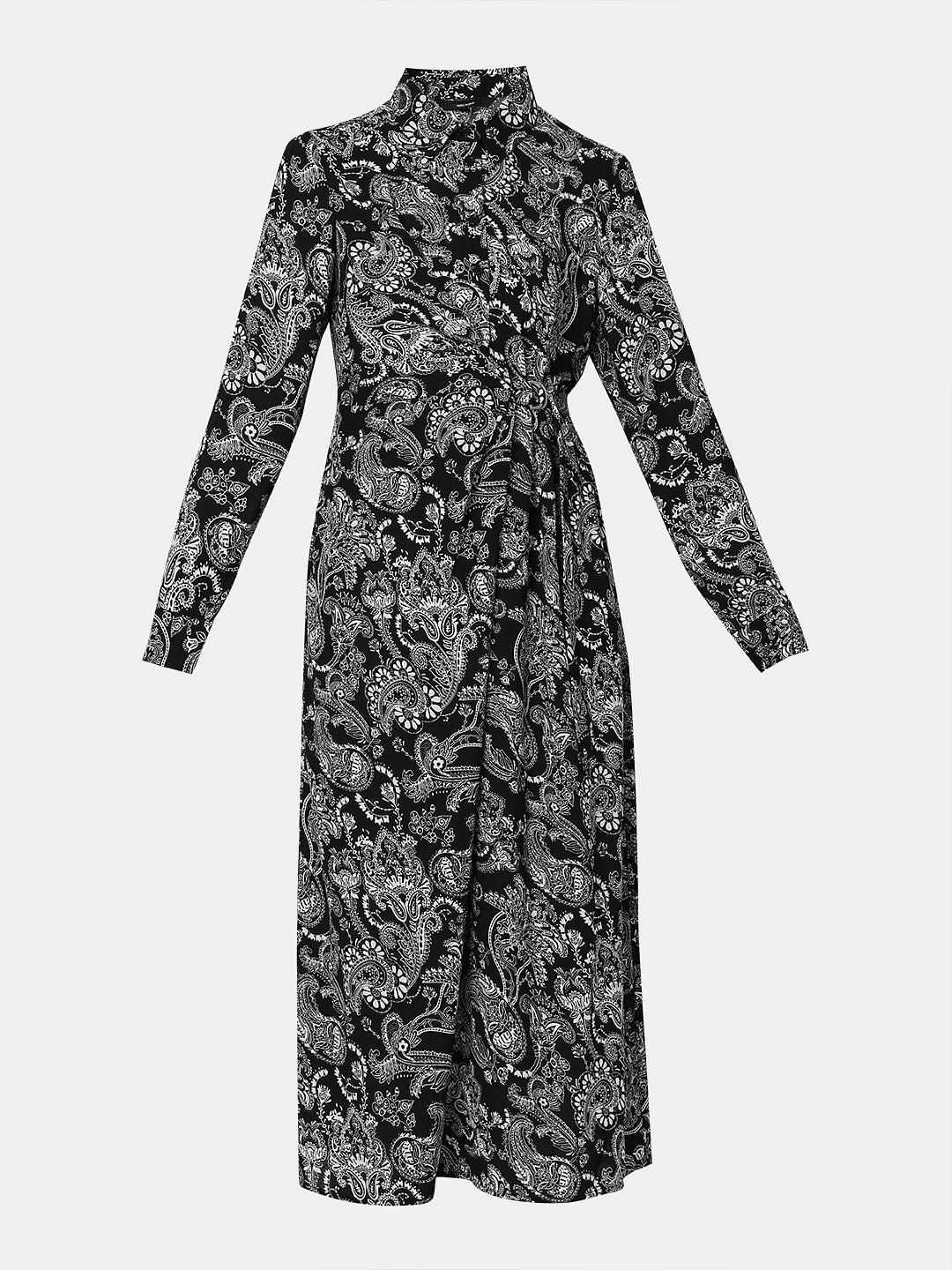 Buy Black Paisley Print Shirt Dress Online | VERO MODA