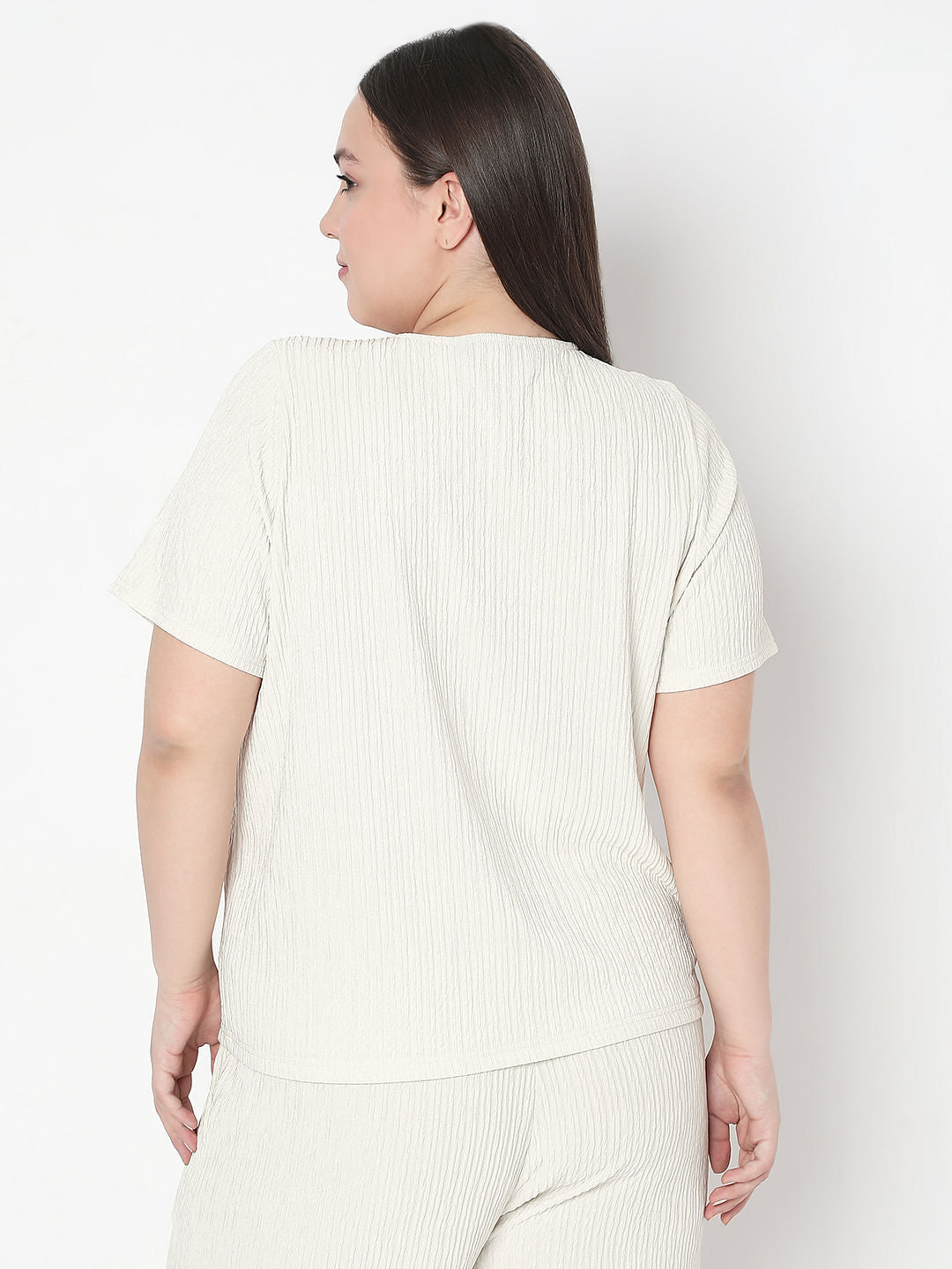 Curve Ecru Textured Co-Ord Set Tops