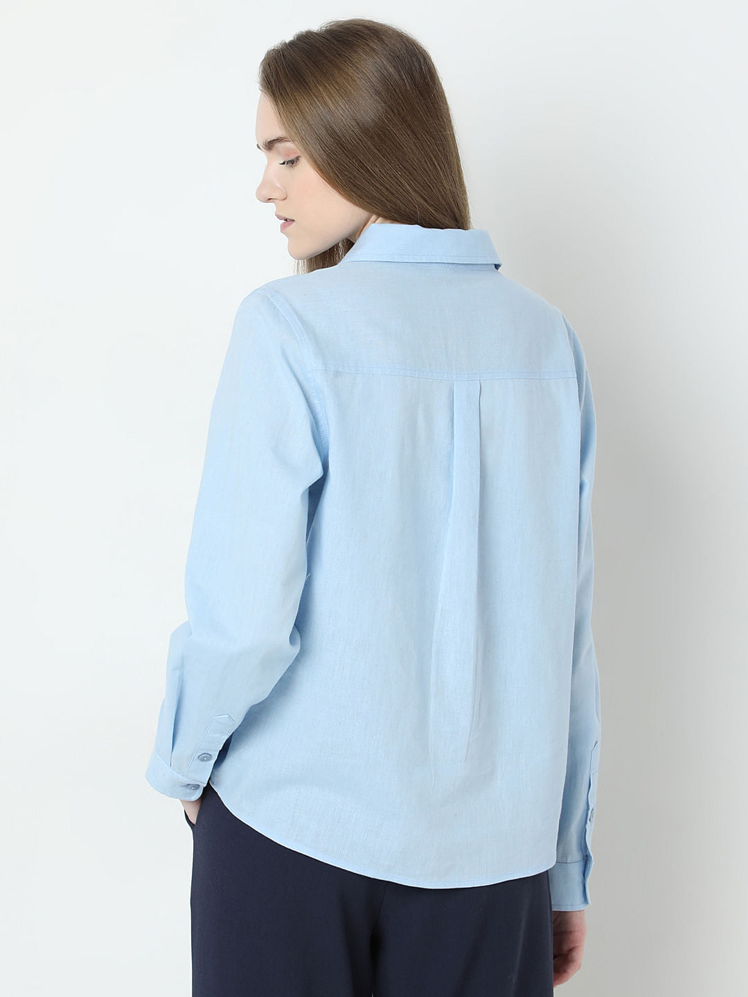 Light Blue Linen Full Sleeves Shirt
