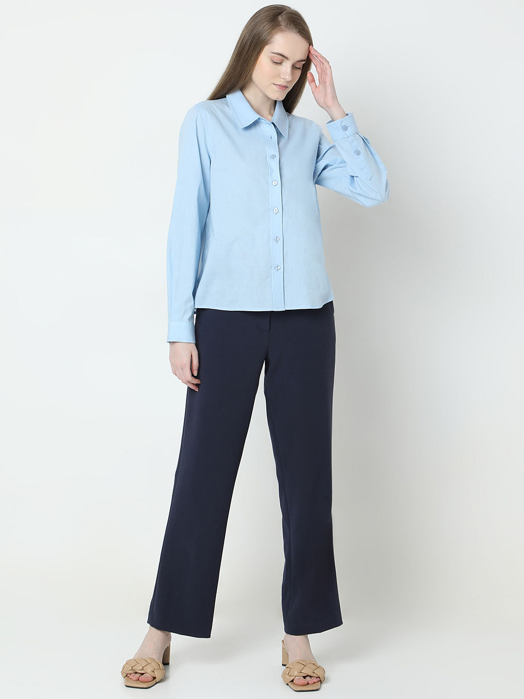 Light Blue Linen Full Sleeves Shirt