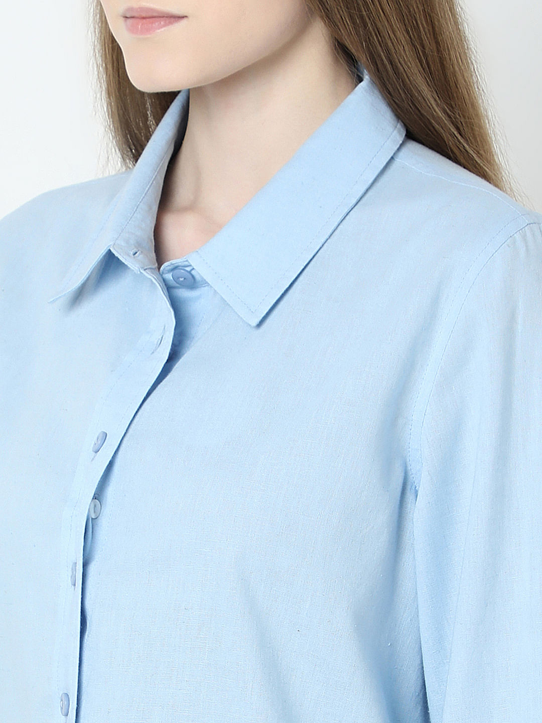 Light Blue Linen Full Sleeves Shirt