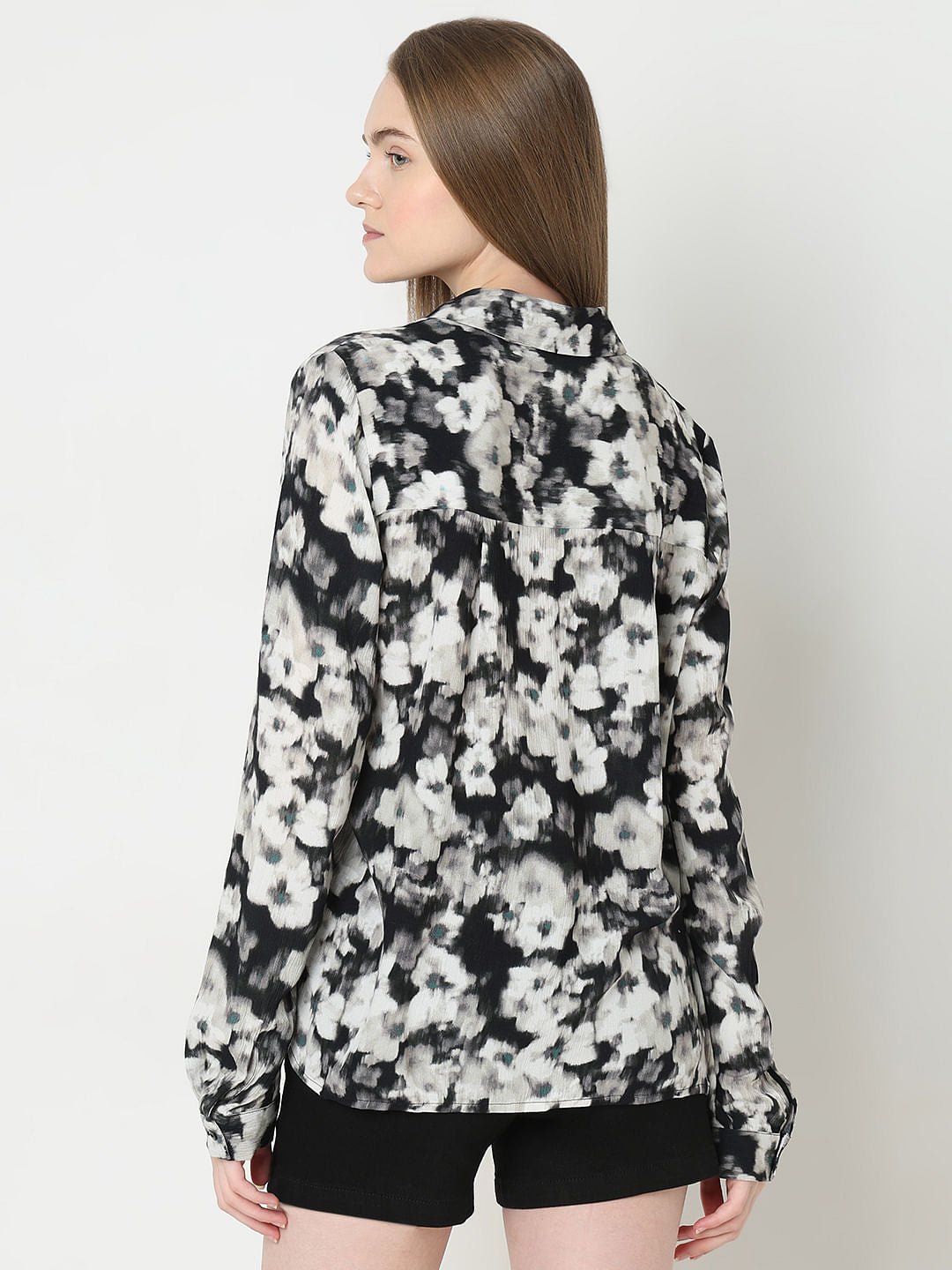 Black Floral Print Shirt