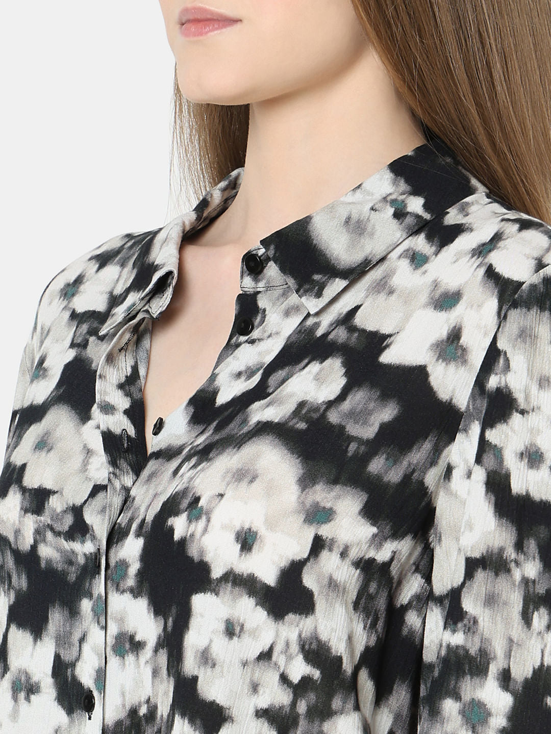 Black Floral Print Shirt