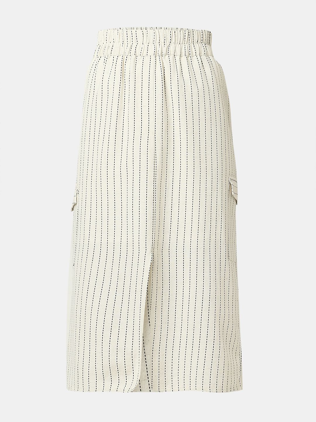 Beige Striped Co-Ord Set Skirt