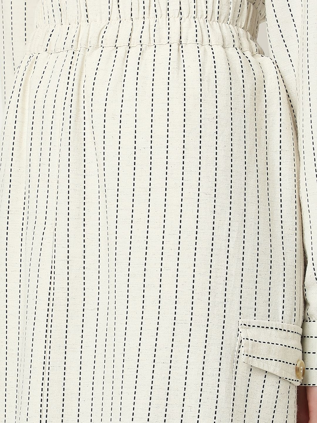 Beige Striped Co-Ord Set Skirt
