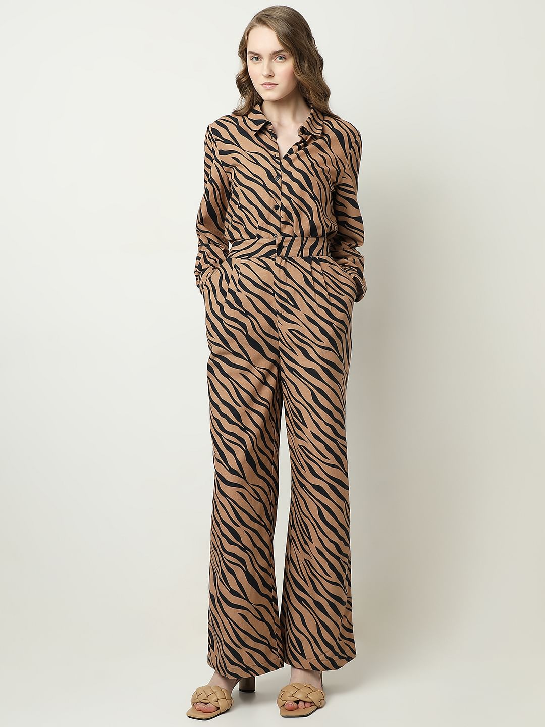 Brown Animal Print Co-Ord Set Pants