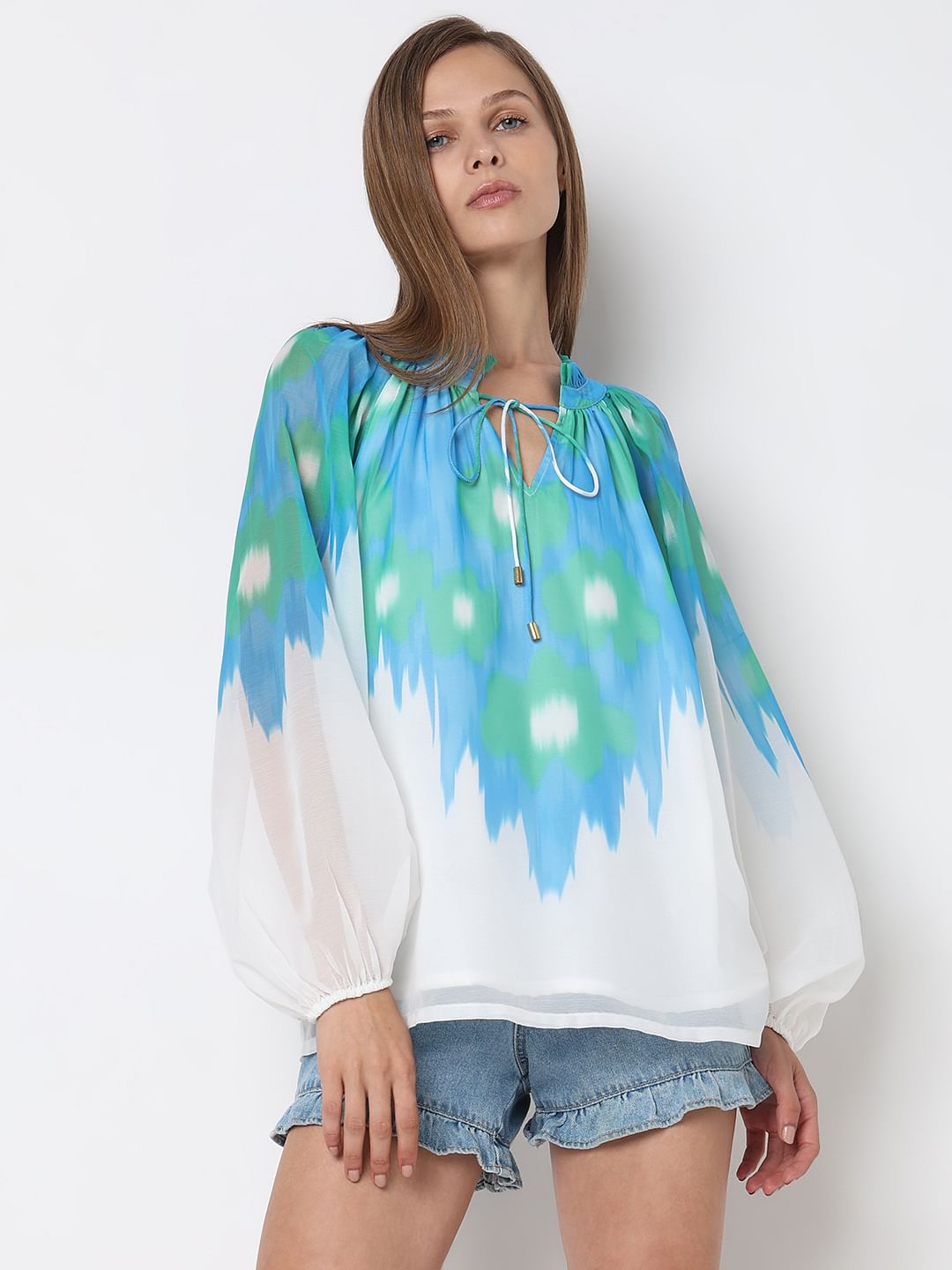 Blue Colourblocked Top