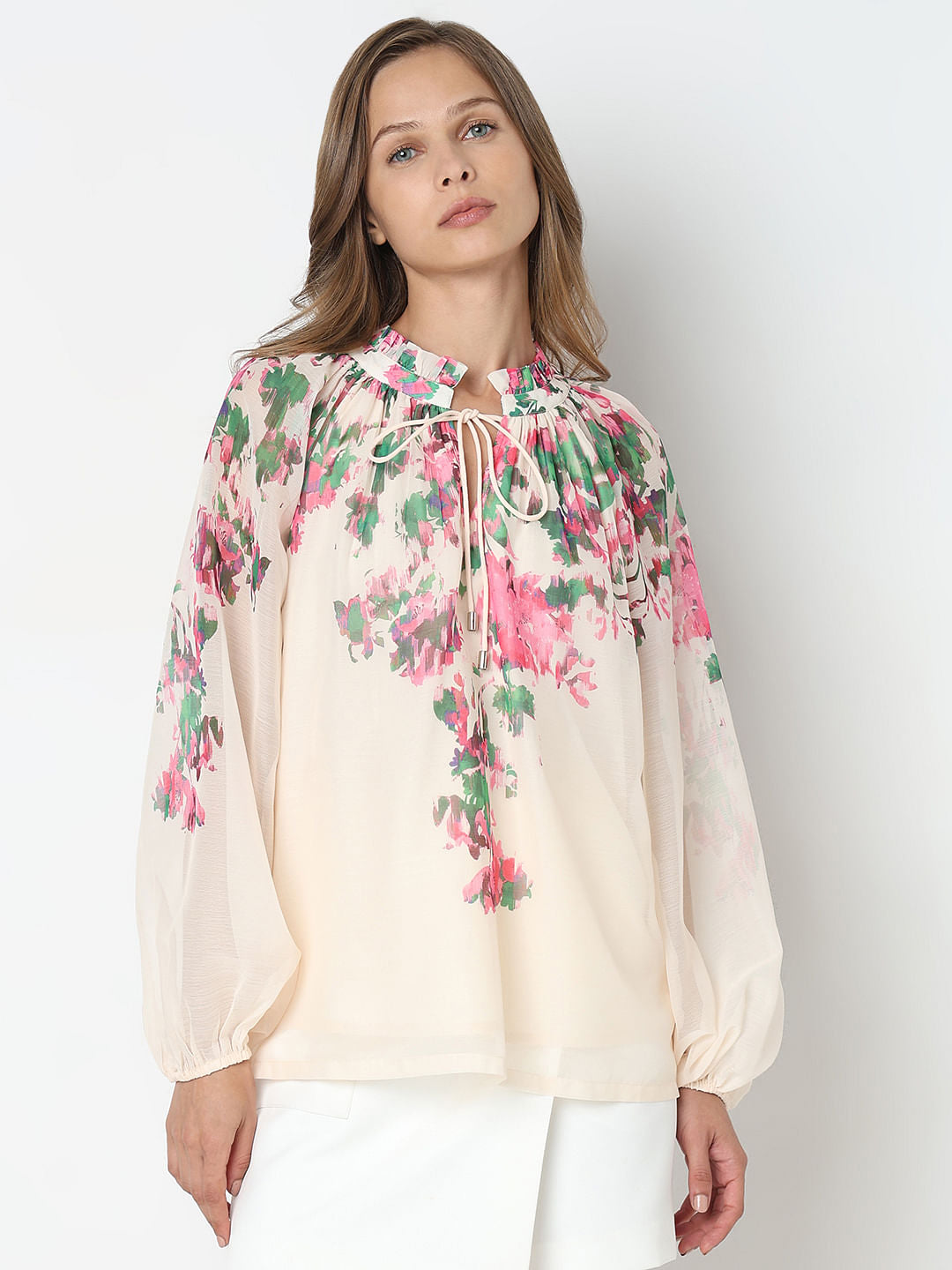 Pink Floral Print Top