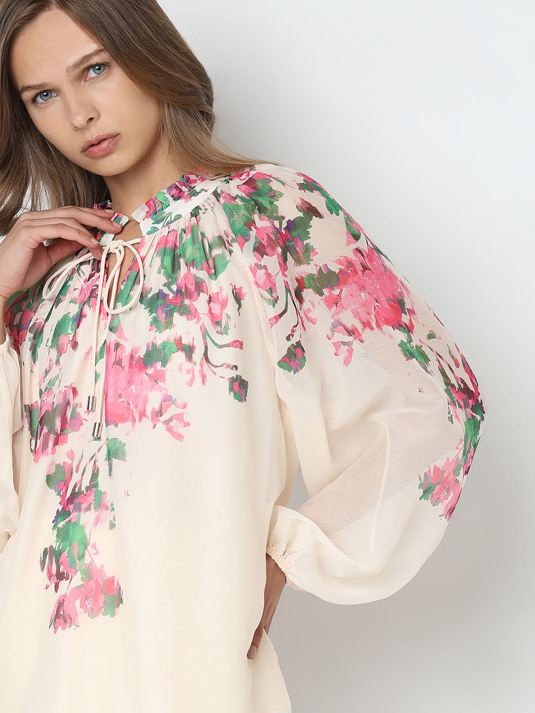 Pink Floral Print Top