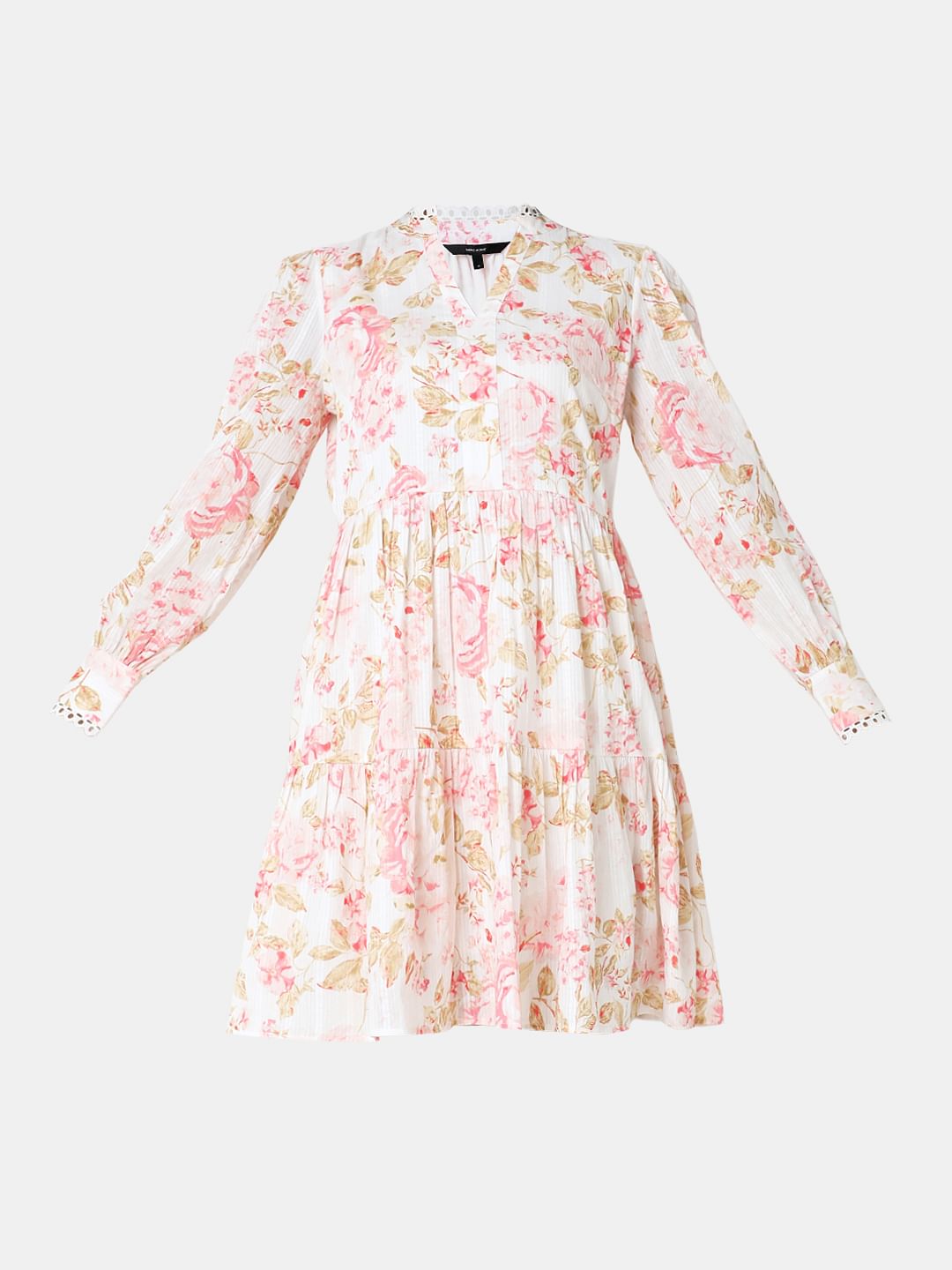 Off-White Floral Print Shift Dress