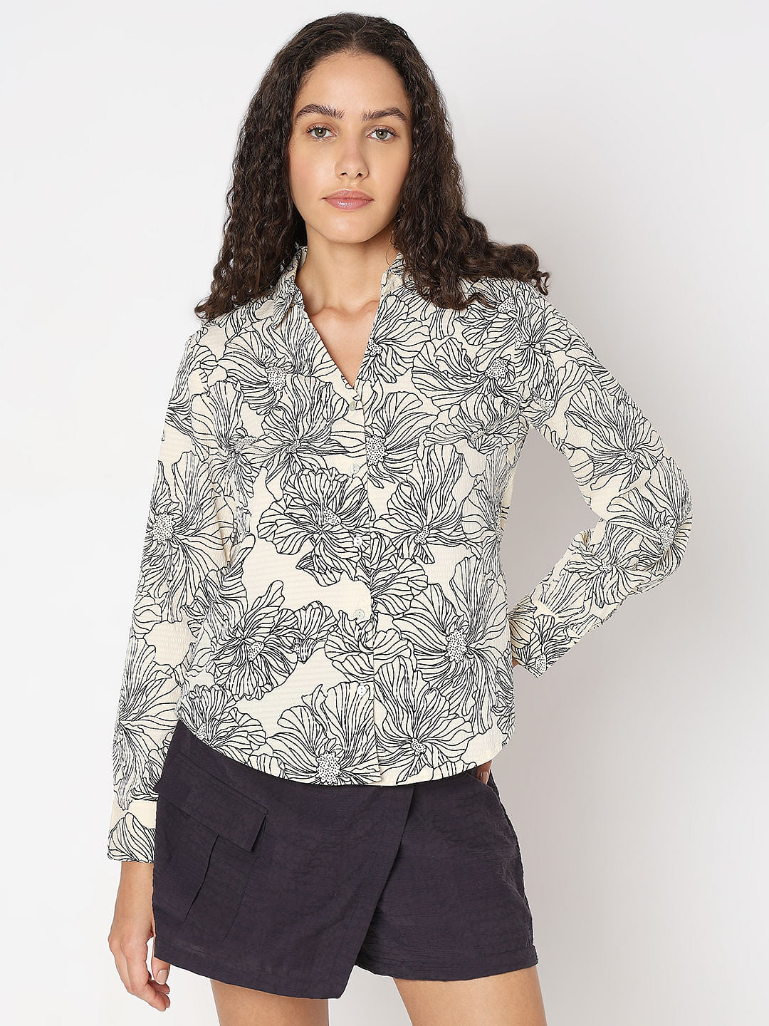 Cream Printed Shirt
