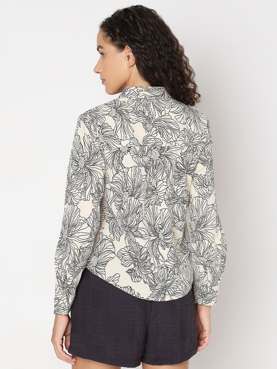 Cream Printed Shirt