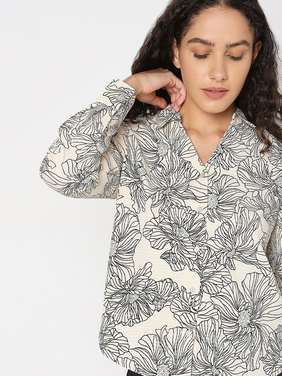 Cream Printed Shirt