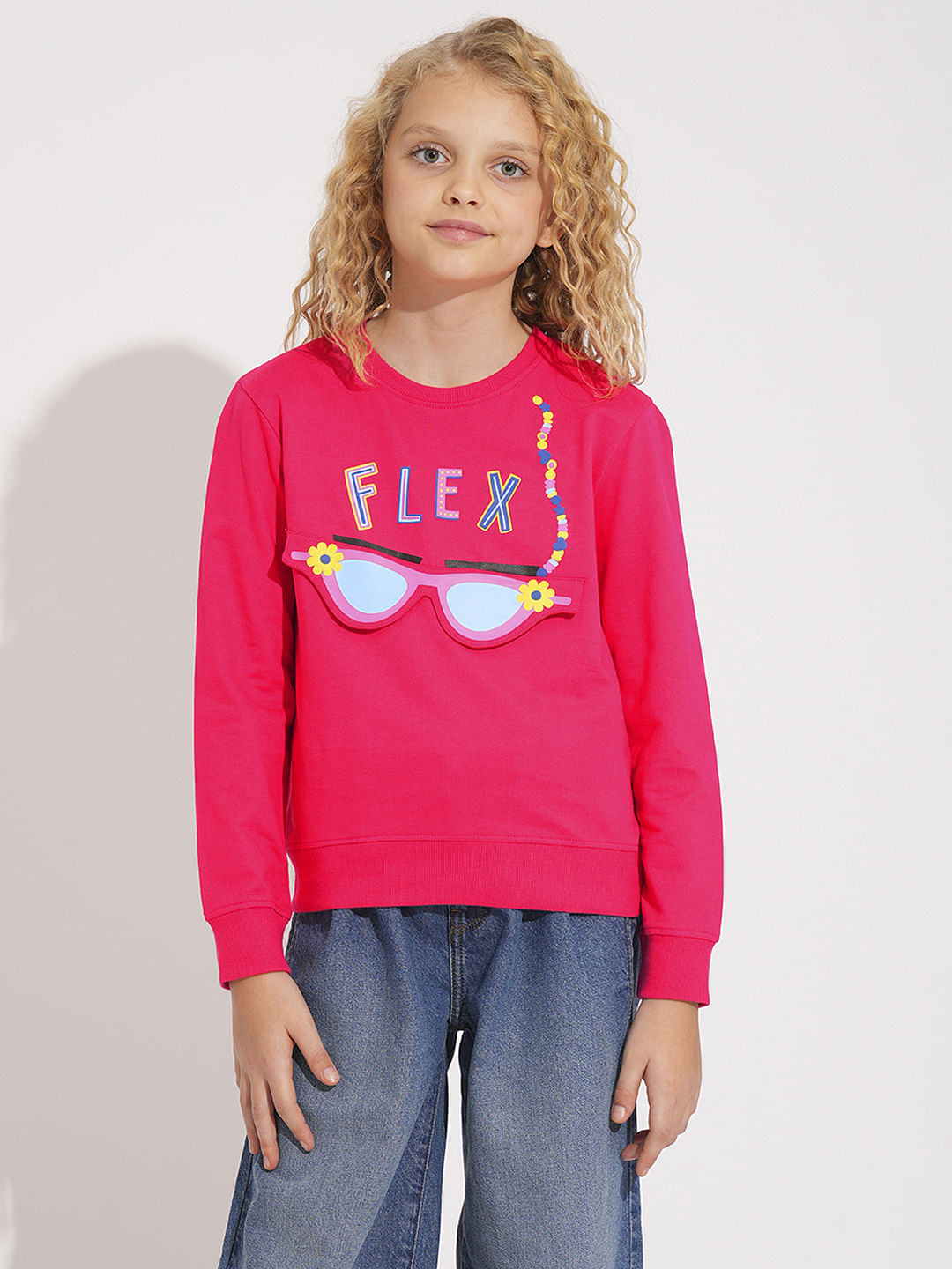 Girls Pink Graphic Print Sweatshirt