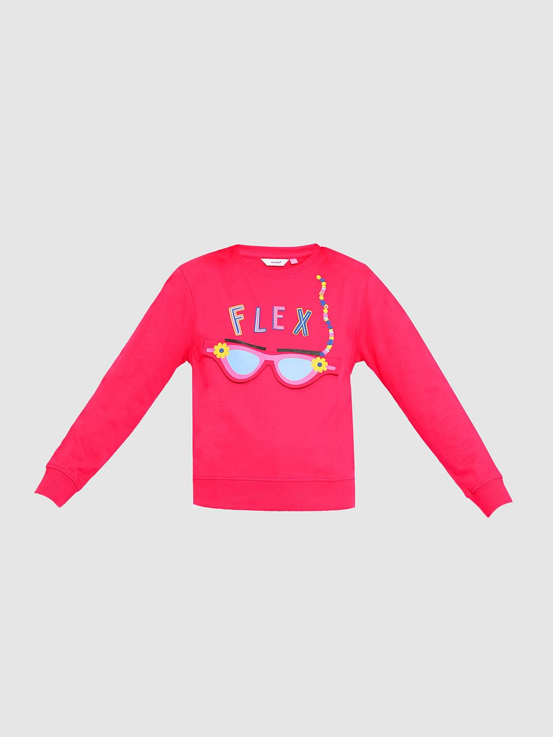 Girls Pink Graphic Print Sweatshirt