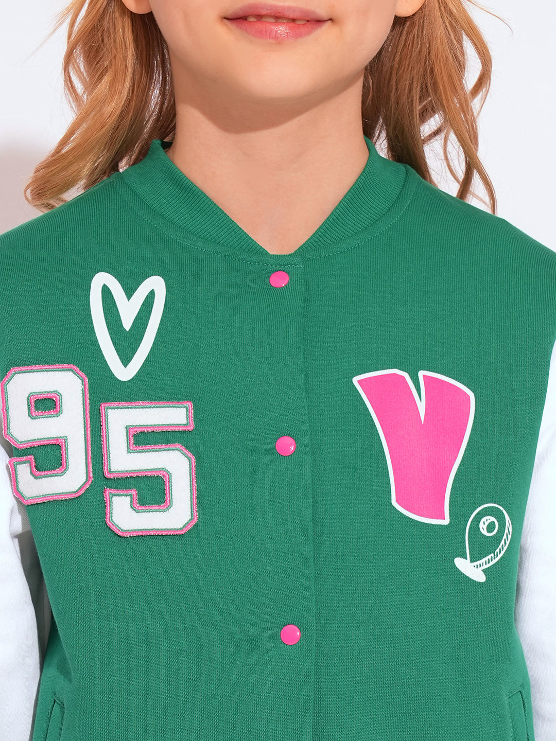 Girls Applique Detail Varsity Jacket