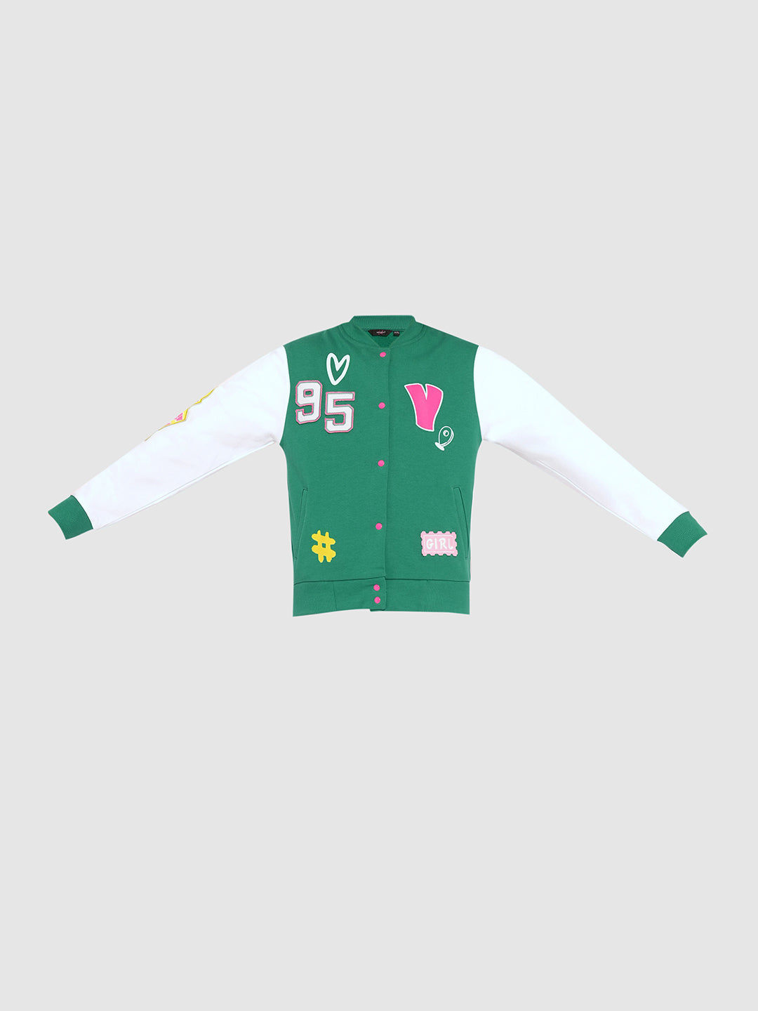 Girls Applique Detail Varsity Jacket