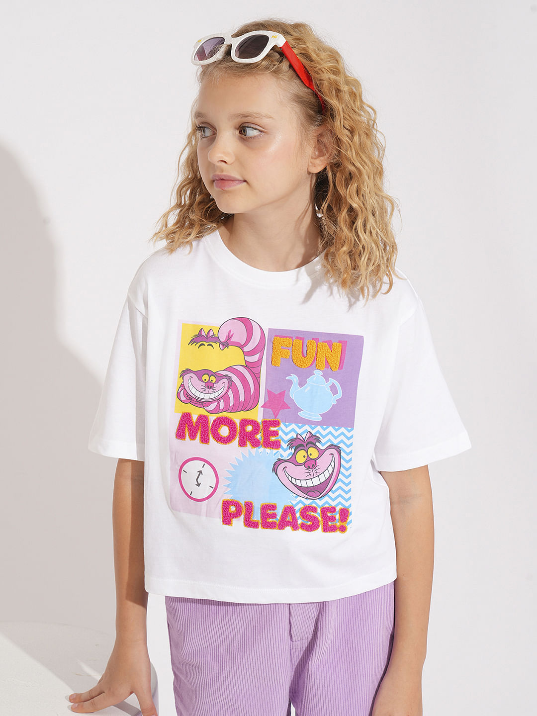 Girls White Cheshire Cat T-Shirt