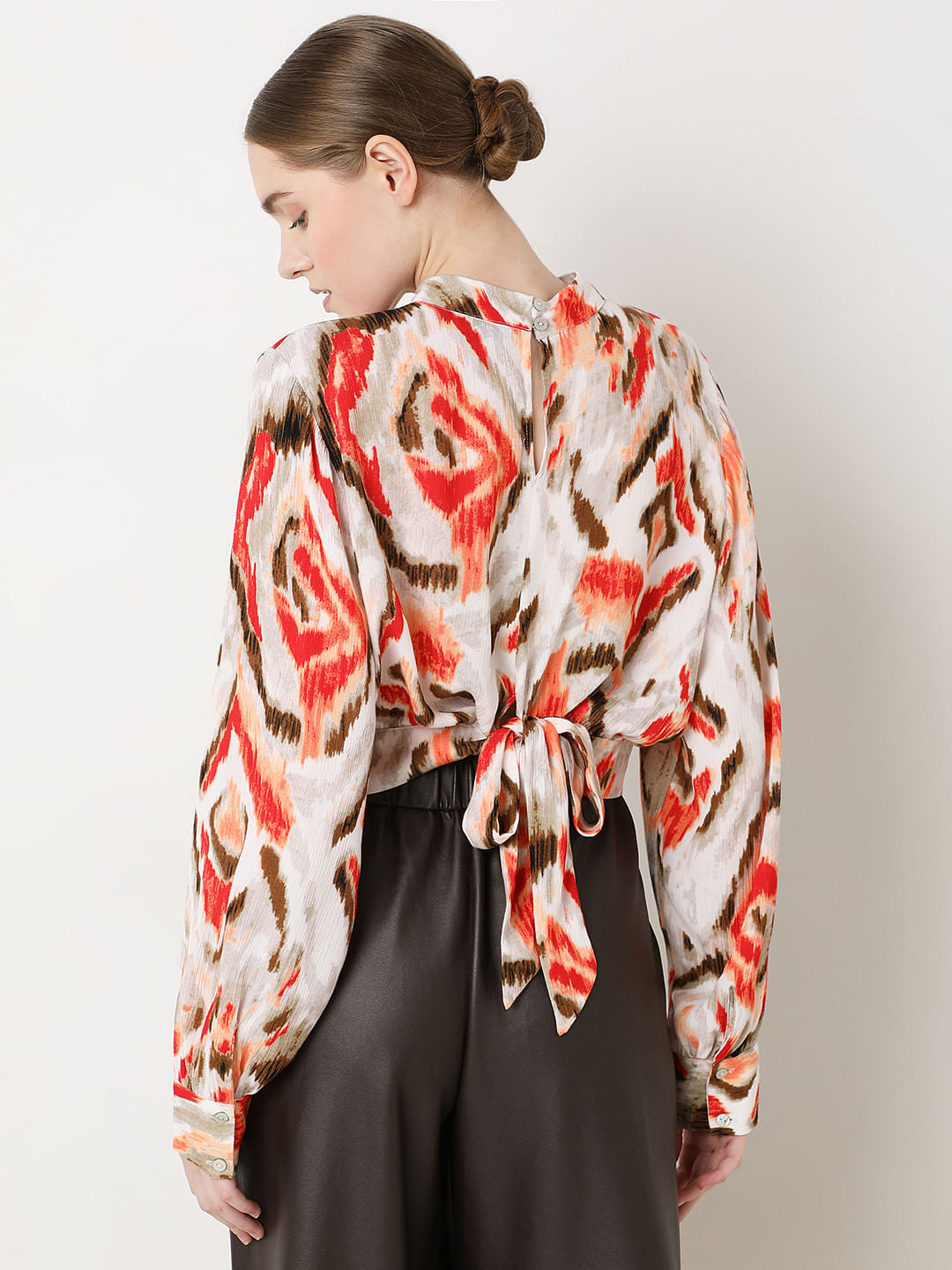 Beige Abstract Print Top