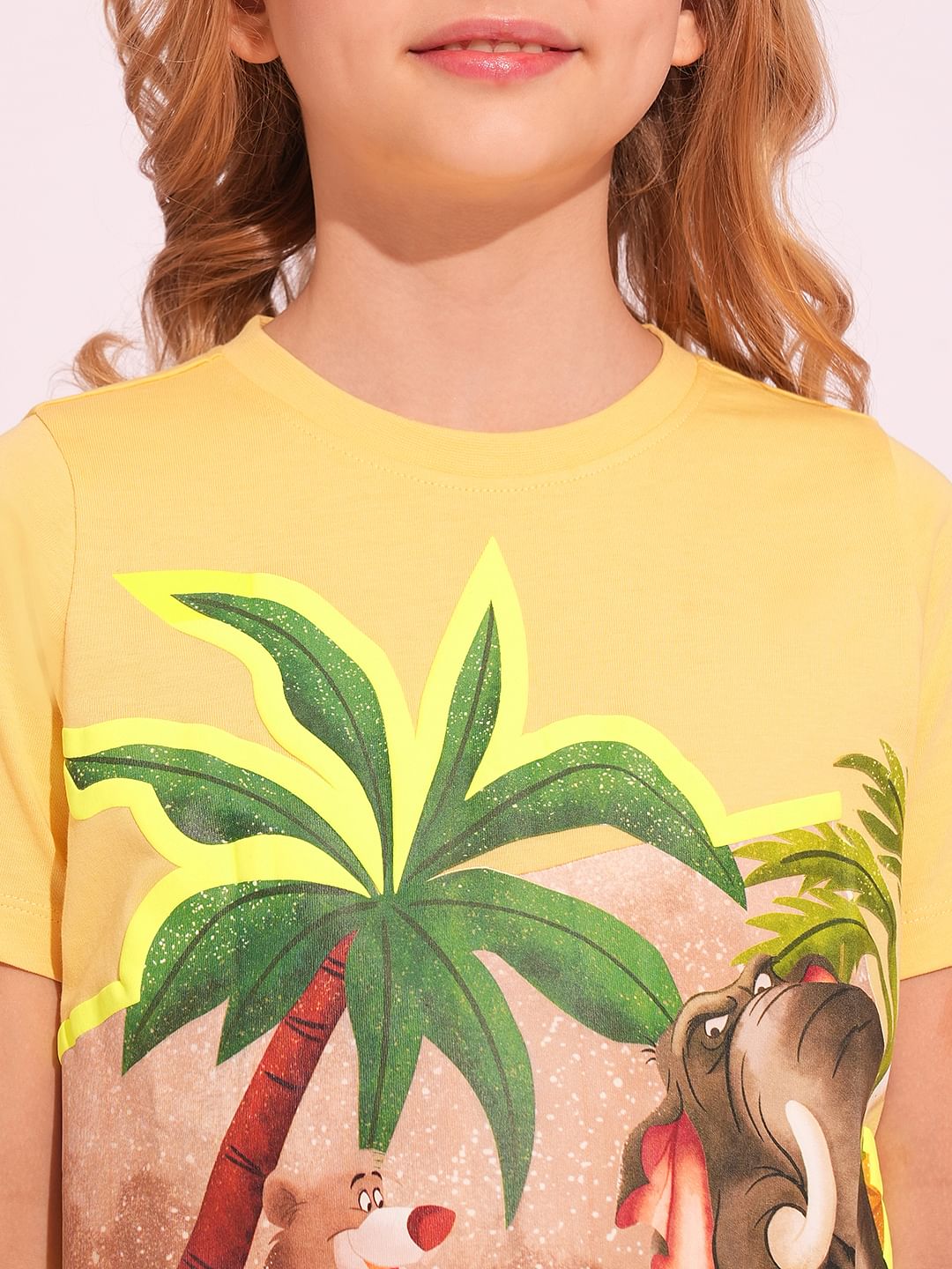 X Jungle Book Yellow Printed Cotton T-Shirt