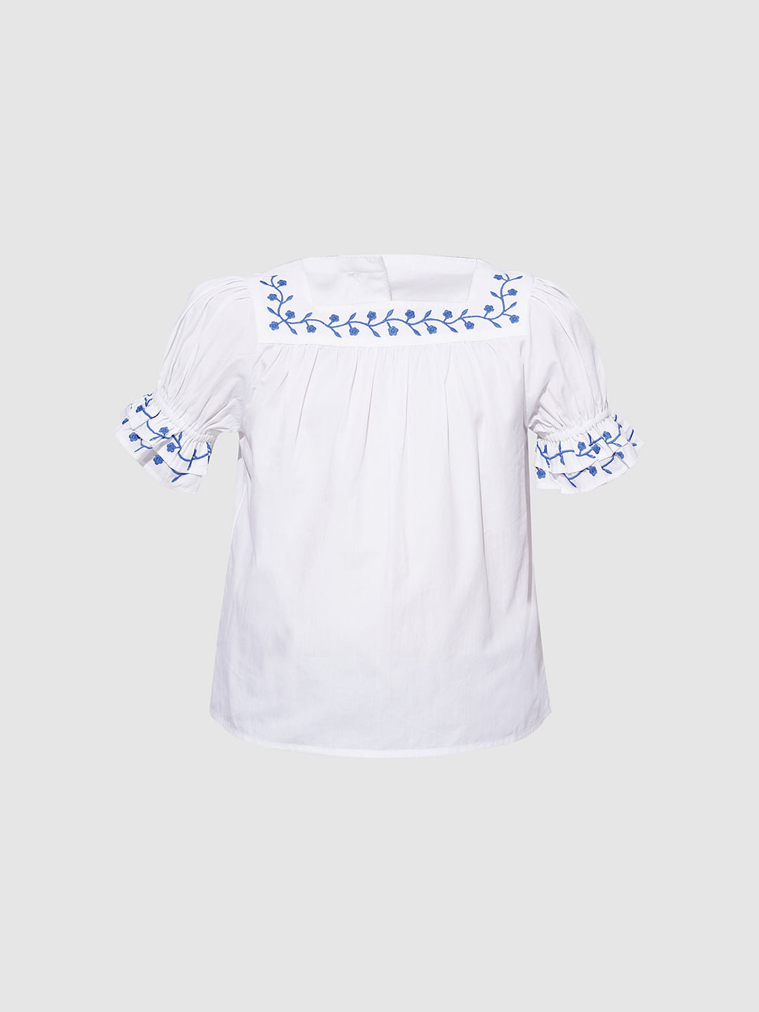 Girls White Embroidered Top