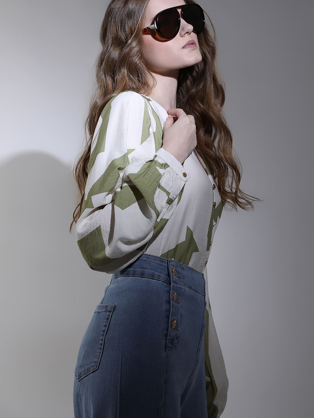 Beige Abstract Print Shirt