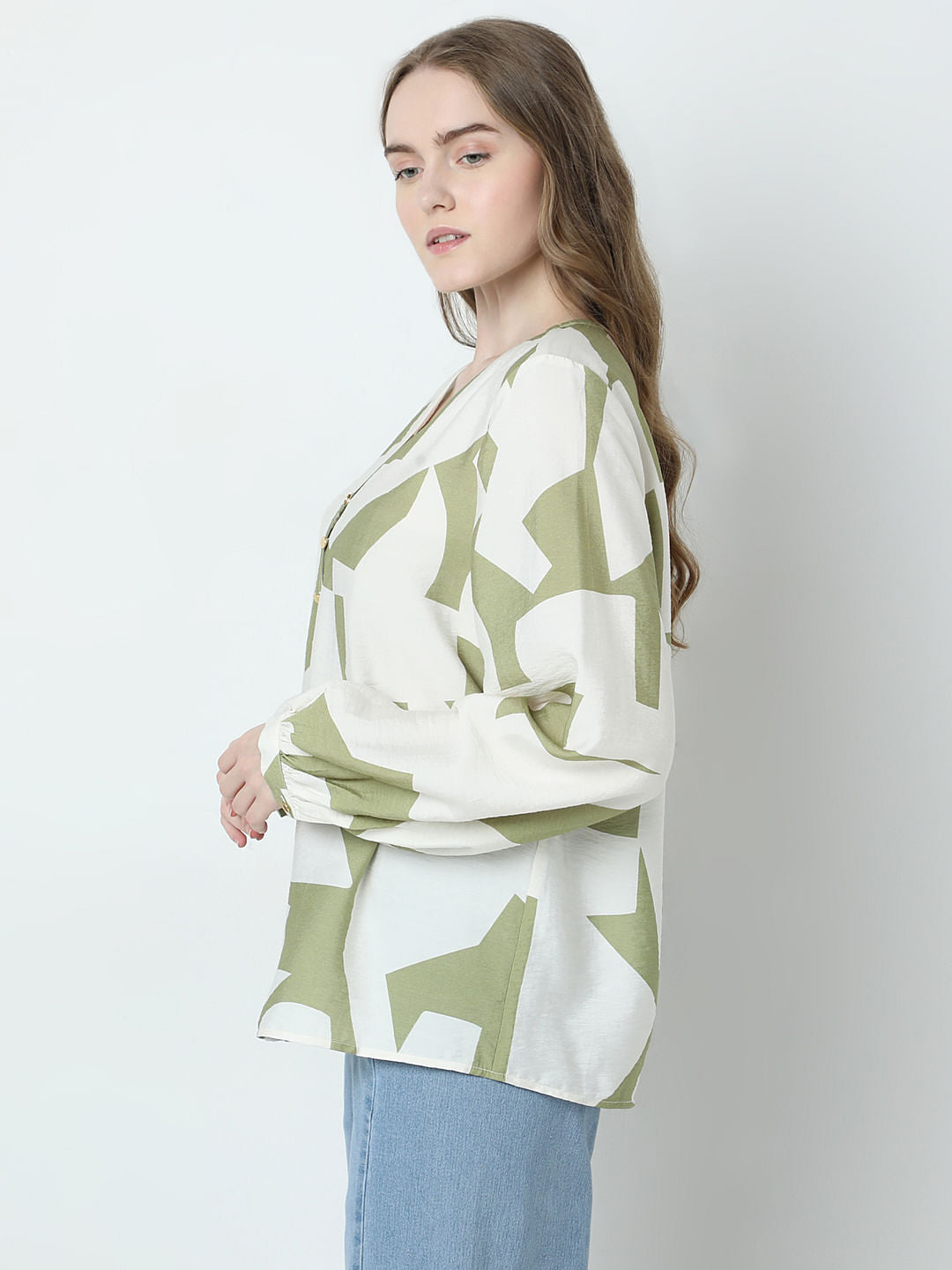 Beige Abstract Print Shirt
