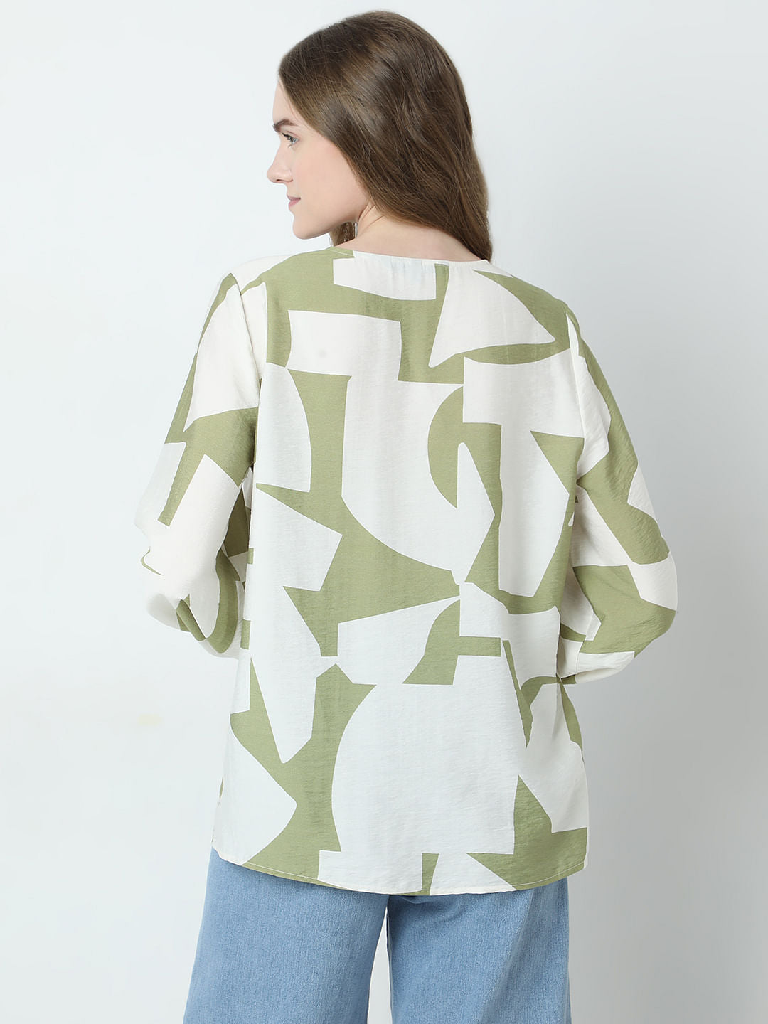 Beige Abstract Print Shirt