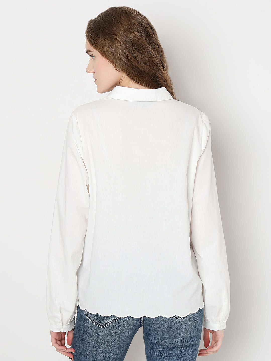 White Cut-Work Cotton Shirt