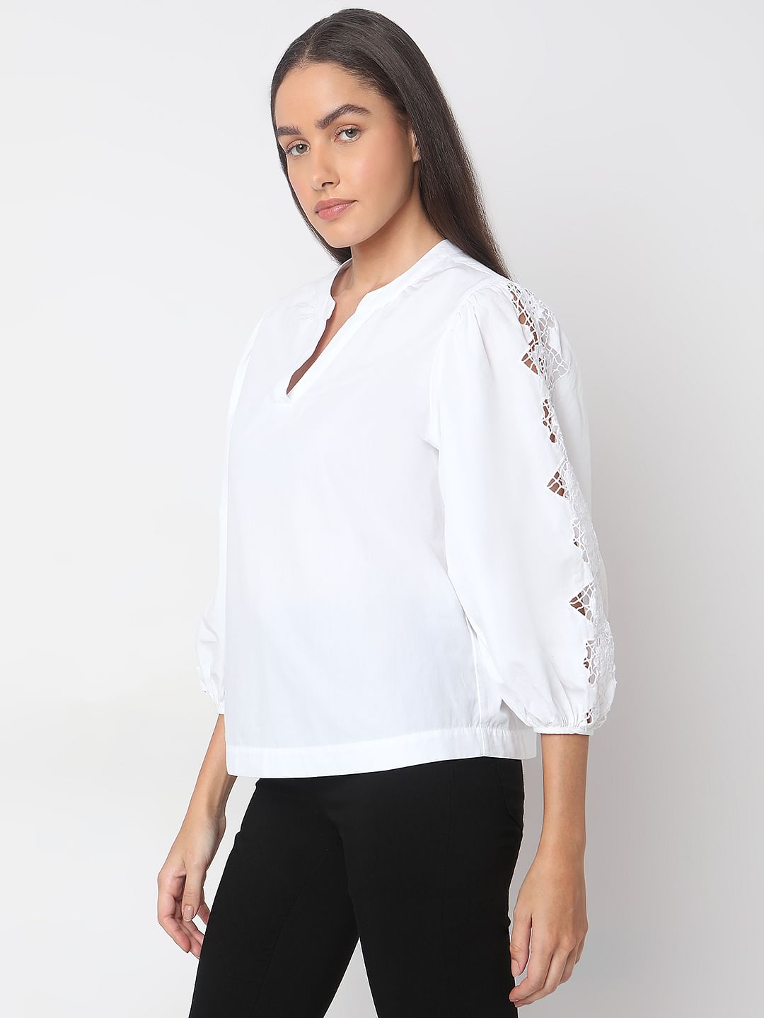 White V-Neck Top