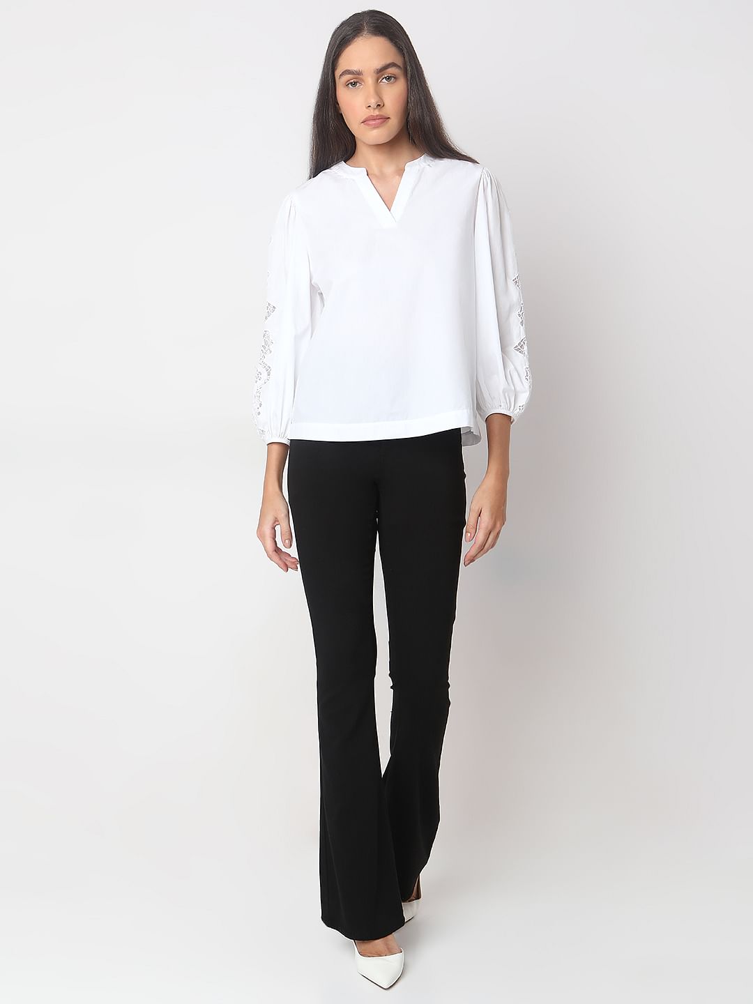 White V-Neck Top