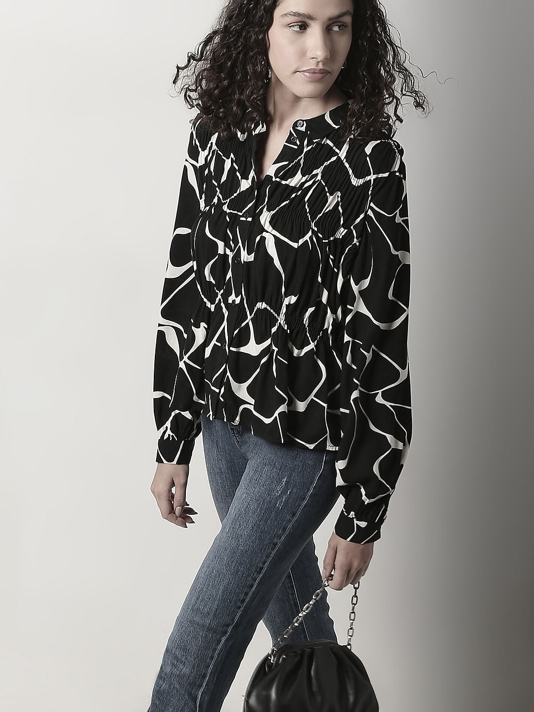 Black Abstract Print Shirt