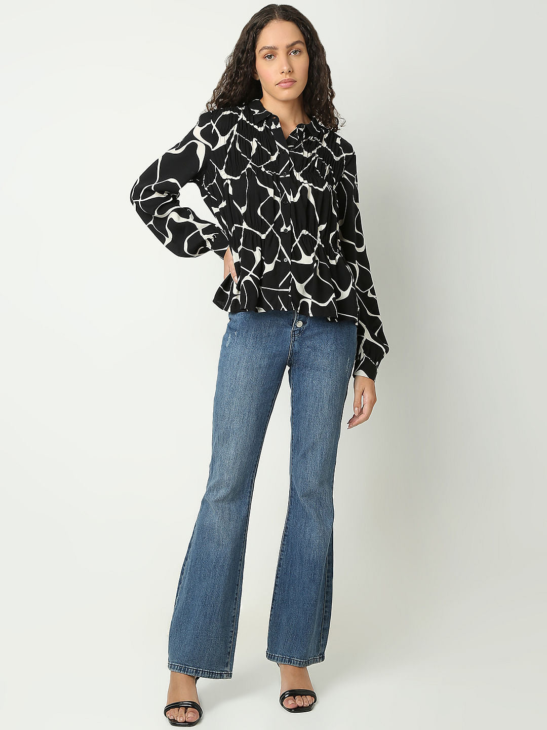 Black Abstract Print Shirt
