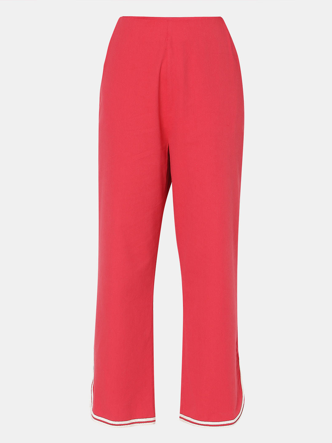 Red Contrast Hem Co-Ord Set Pants