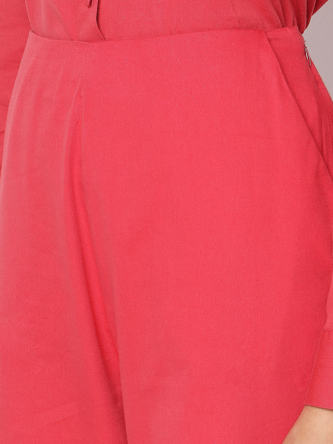 Red Contrast Hem Co-Ord Set Pants