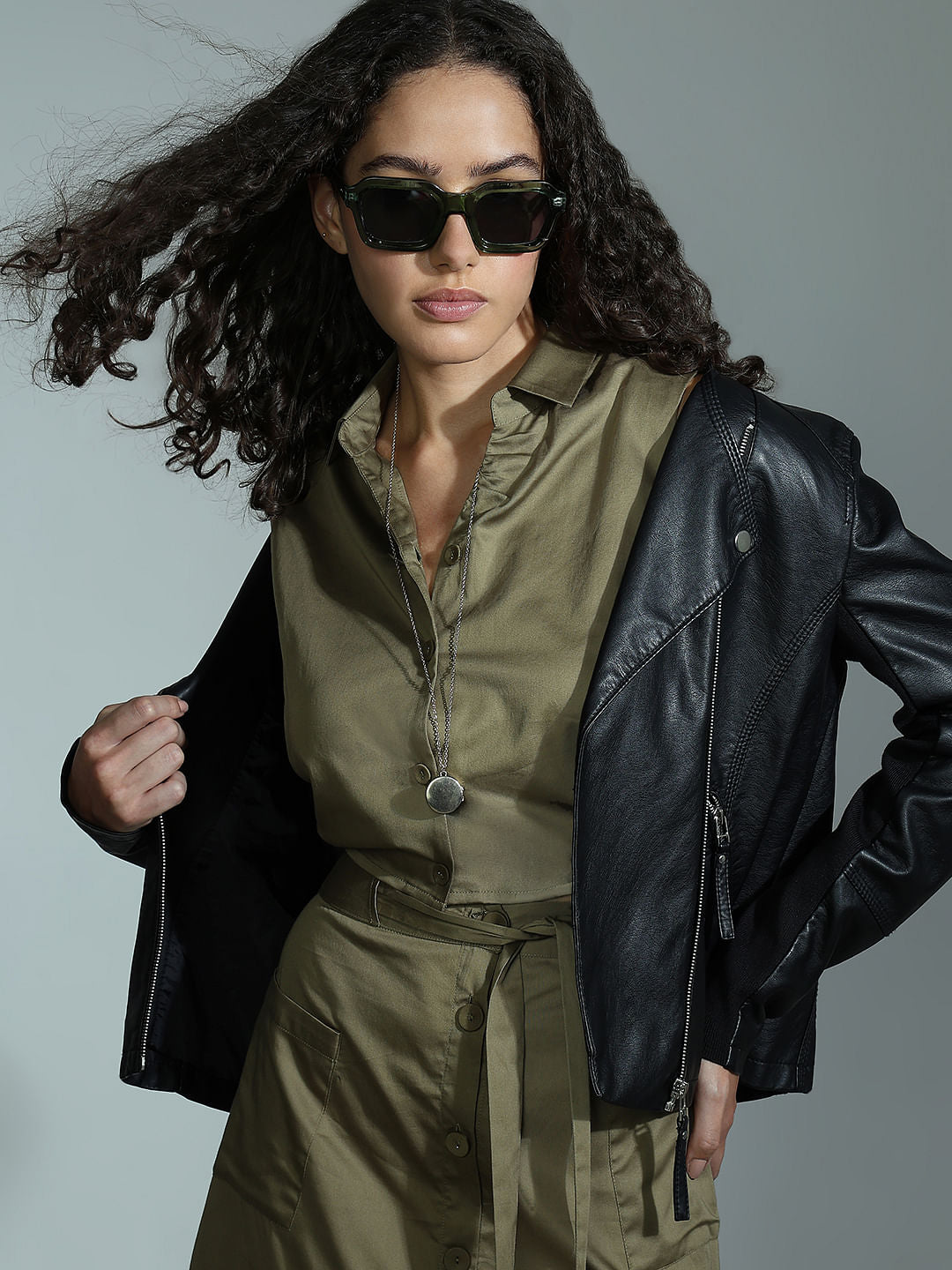 Green Sleeveless Co-Ord Set Shirt