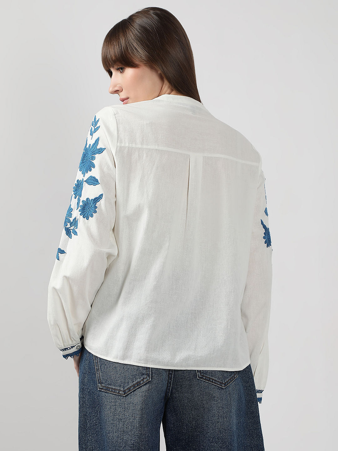 White Embroidered Cotton Shirt