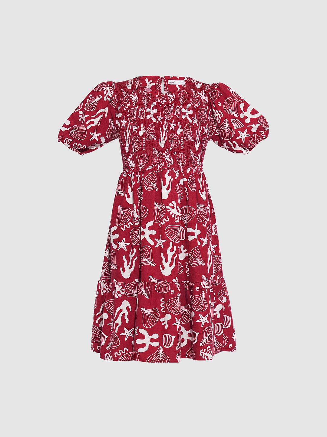 Girls Pink Shell Print Dress