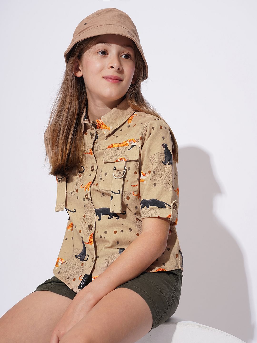 Girls Beige Jungle Book Print Shirt