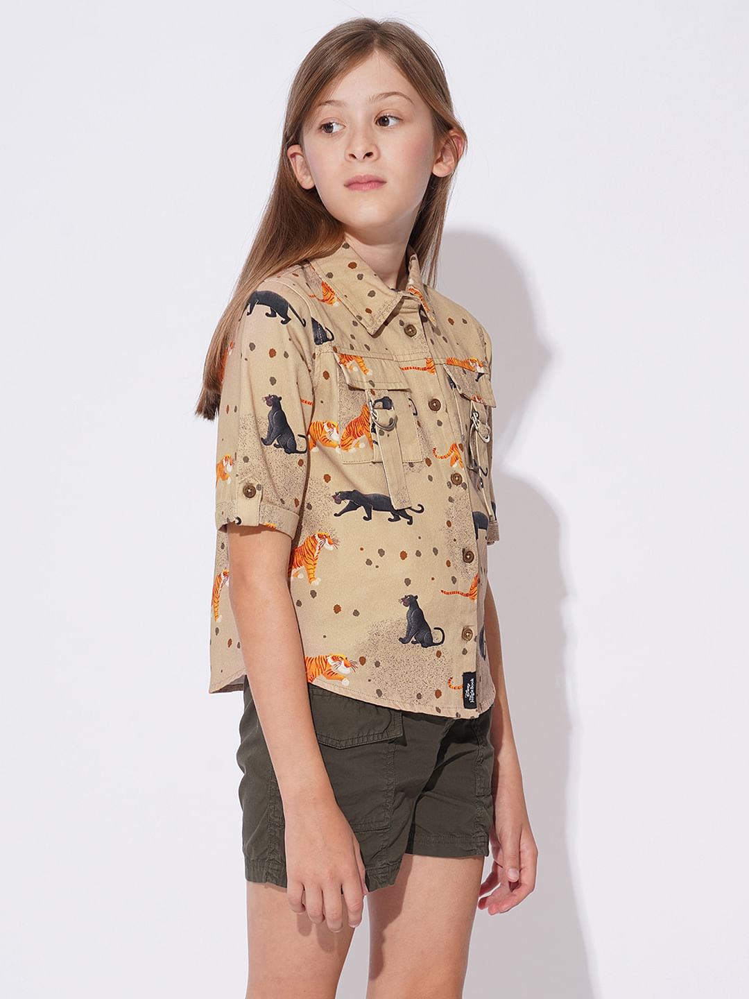 Girls Beige Jungle Book Print Shirt