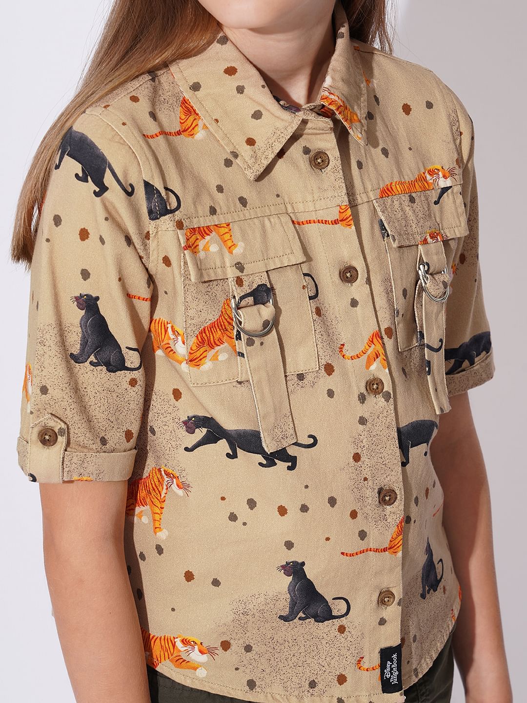 Girls Beige Jungle Book Print Shirt