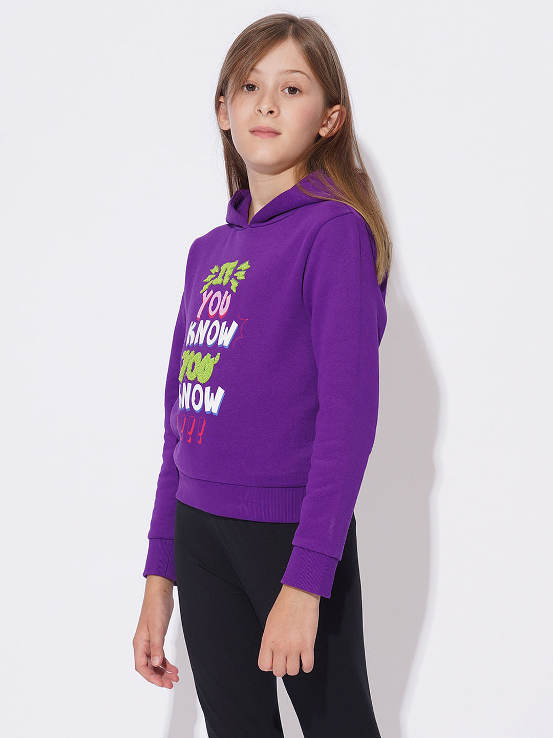 GIRLS PURPLE HOODED SWEATSHIRT
