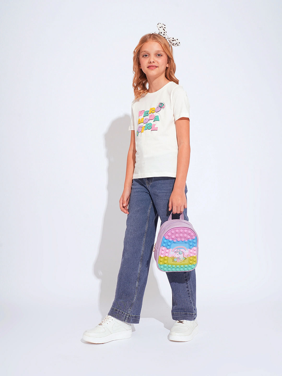 Girls White Logo Print T-Shirt