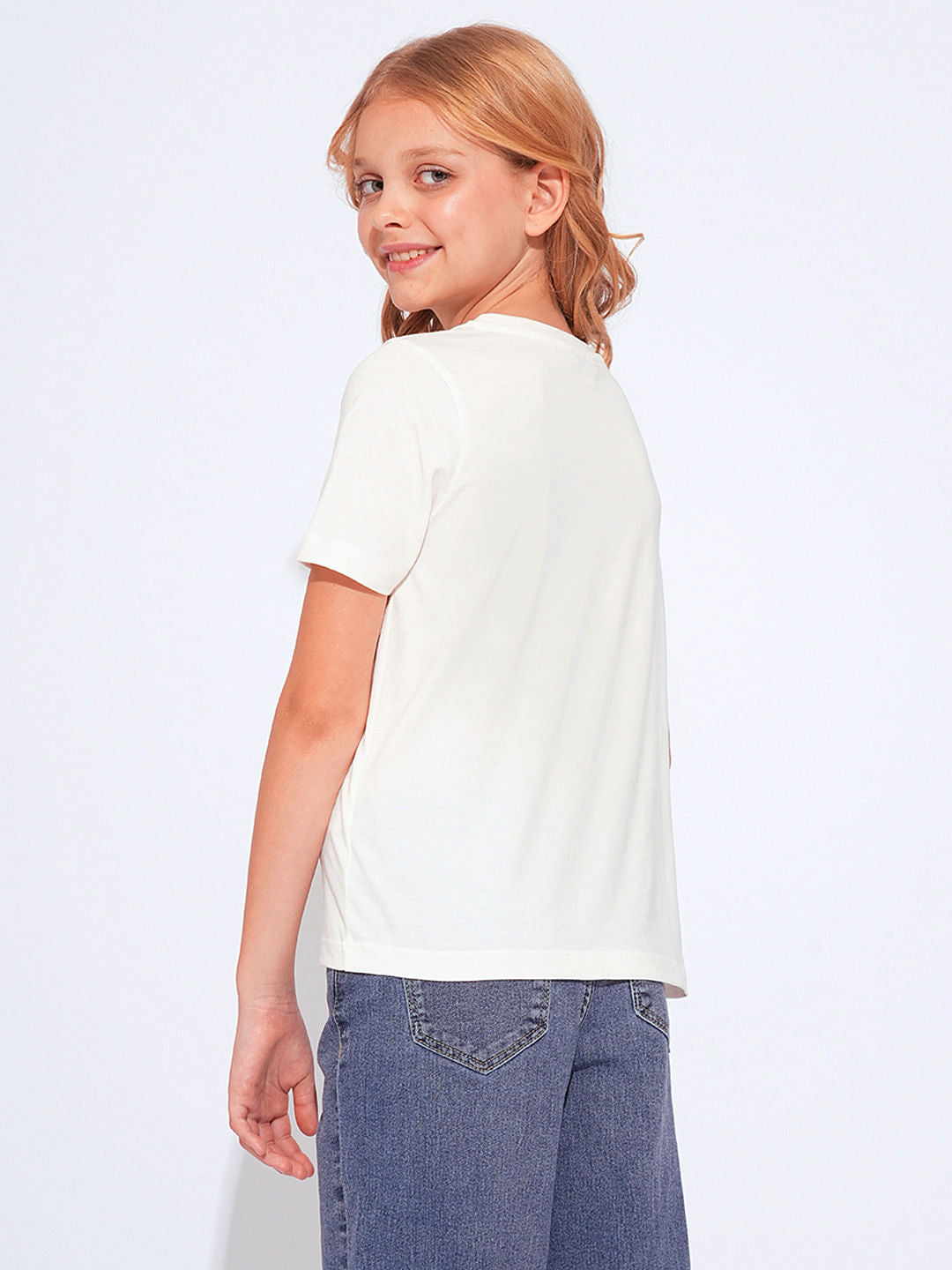 Girls White Logo Print T-Shirt